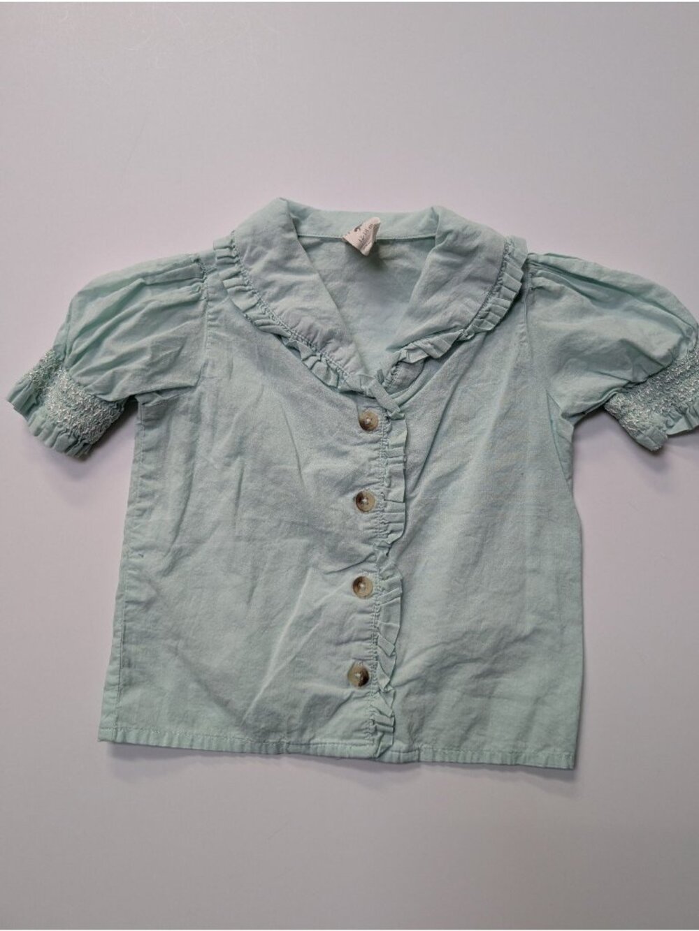 Kate Quinn Organic Cotton Light Blue Woven Button Top Cardigan 12-18